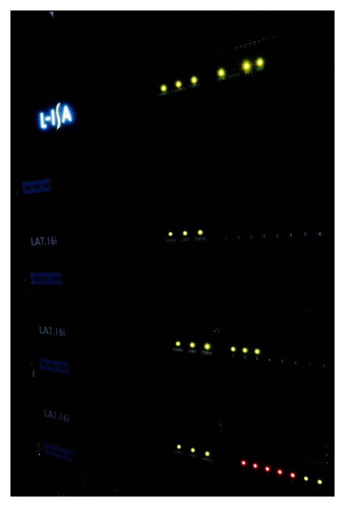 Rack with L-Acoustics L-ISA Processor II & LA7.16