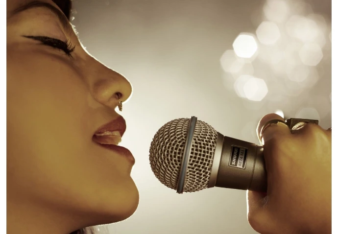 Chanteur Shure BETA 58A sur scène